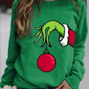 Drink Up Grinches Christmas Stole Round Neck Long Sleeve Halsey Print Shirt